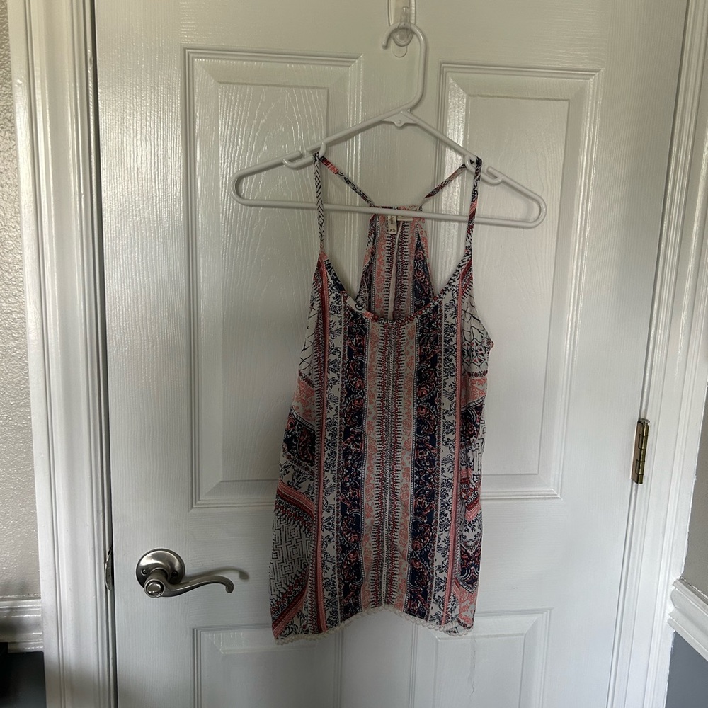 Pink and Blue tank top.